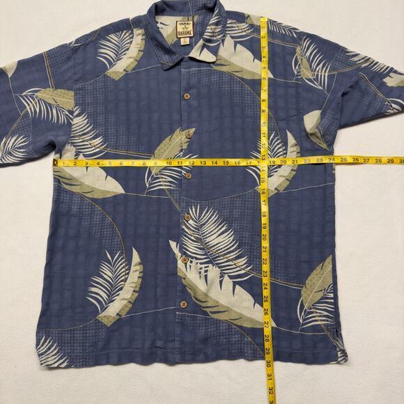 Tommy Bahama Mens Size XL 100% Silk Blue & White Print Hawaiian Camp Shirt - Picture 4 of 8